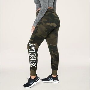Victoria Secret PINK Joggers Sweat Pants Green Camo Army Skinny Size Small
